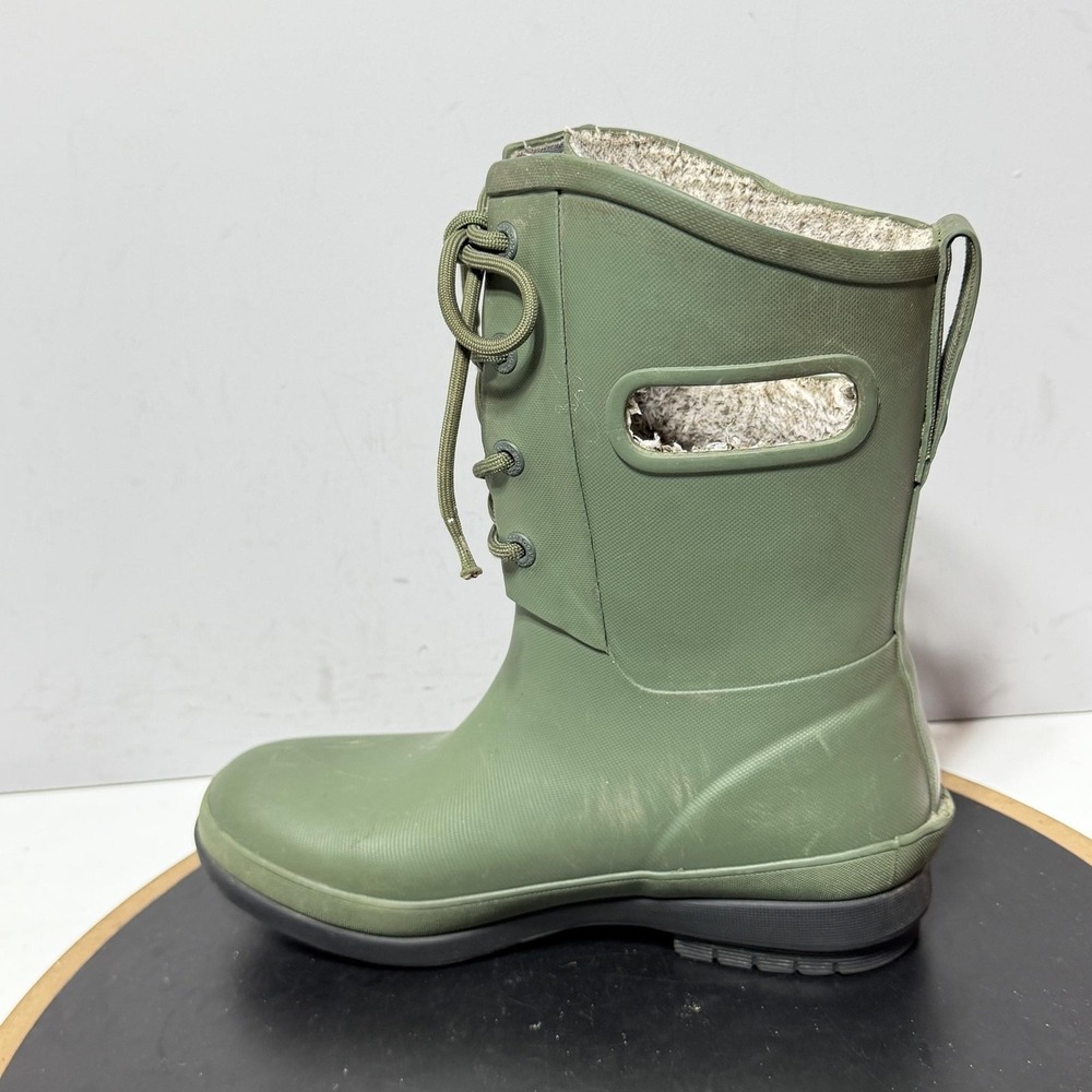 Bogs Amanda II Lace Boots Womens Size 6 Green Faux Fur Waterproof Winter Rain - Picture 7 of 10